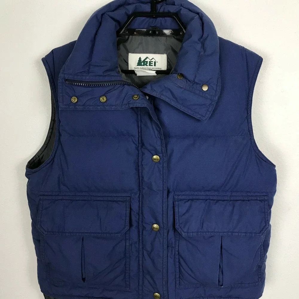 Youth Girls Rei Vest Coat Quilted Down Size 12 Blue Sleeveless Pockets - Picture 2 of 8